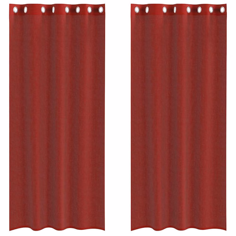 Berkfield Home Wine Red Voile Fabric Curtains with Eyelets, 2 Pack, W: 140 cm, H: 245 cm – 2