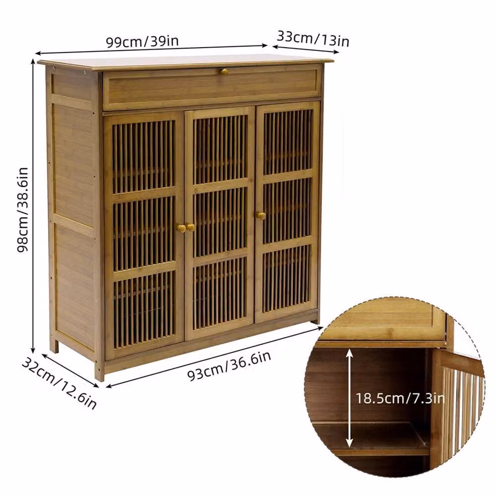 Nordara Large Wooden Shoe Cabinet Storage Organiser in Brown – 2