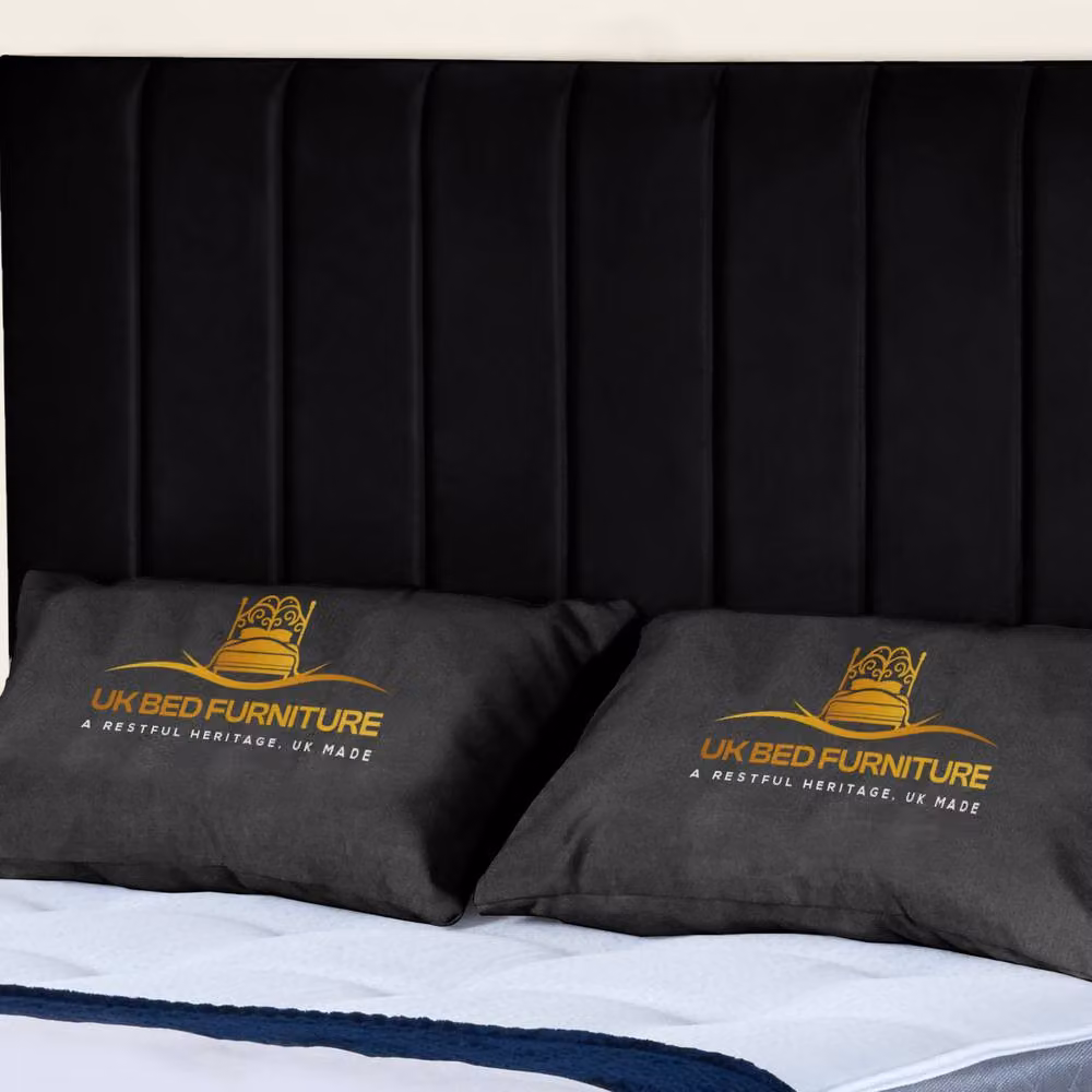 UK Bed Furniture Milano Upholstered Velvet Slatted Base Bed in Black, W/D/H: 120 x 200 cm – 2