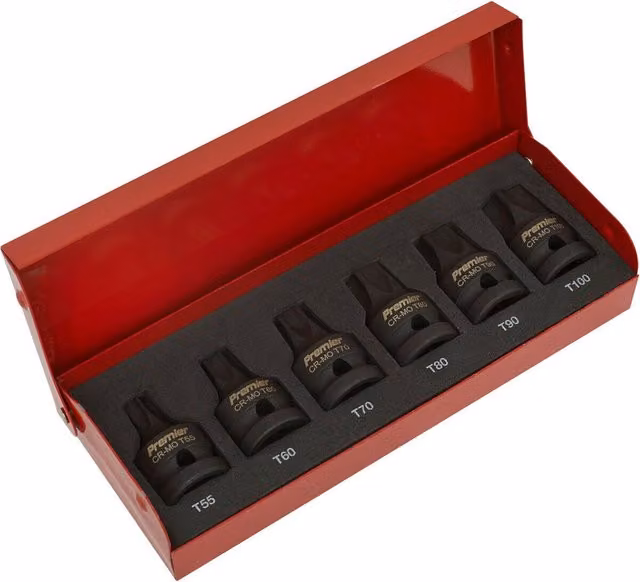 Loops 6 Piece Impact Socket Bit Set, 1/2 inch Square Drive, Chromoly Steel, Black