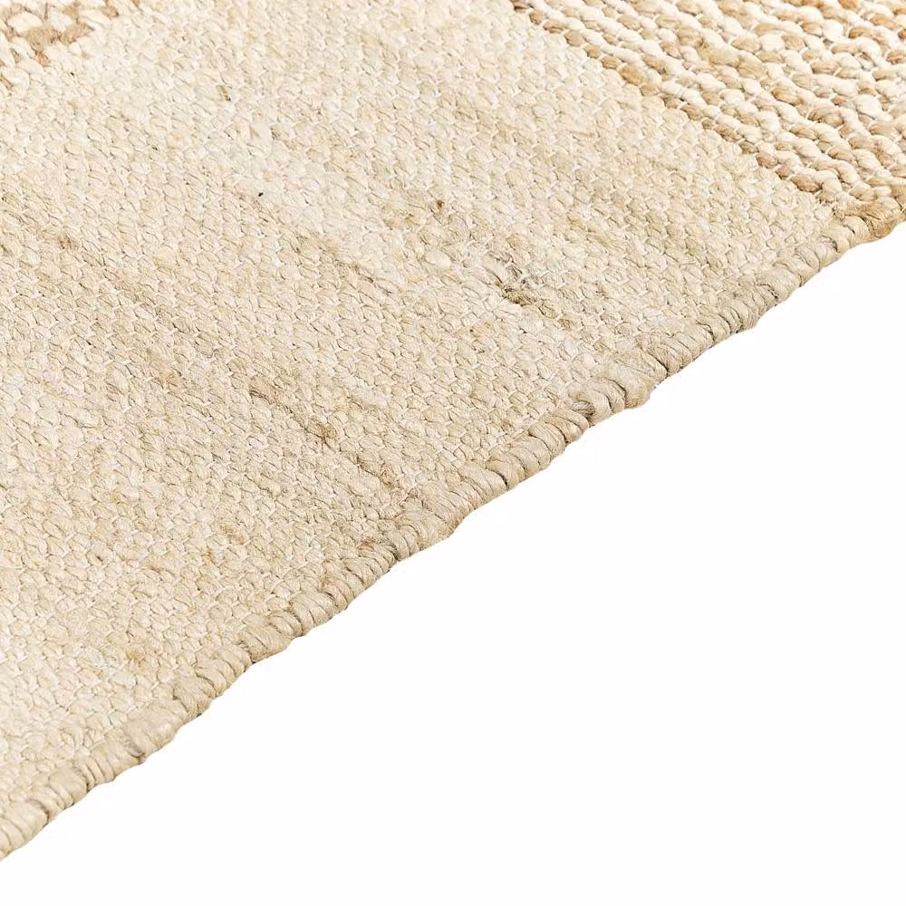 Wyld and Coco Beige Handwoven Jute and Cotton Geometric Rug with Fringes W: 140 cm, L: 200 cm – 2