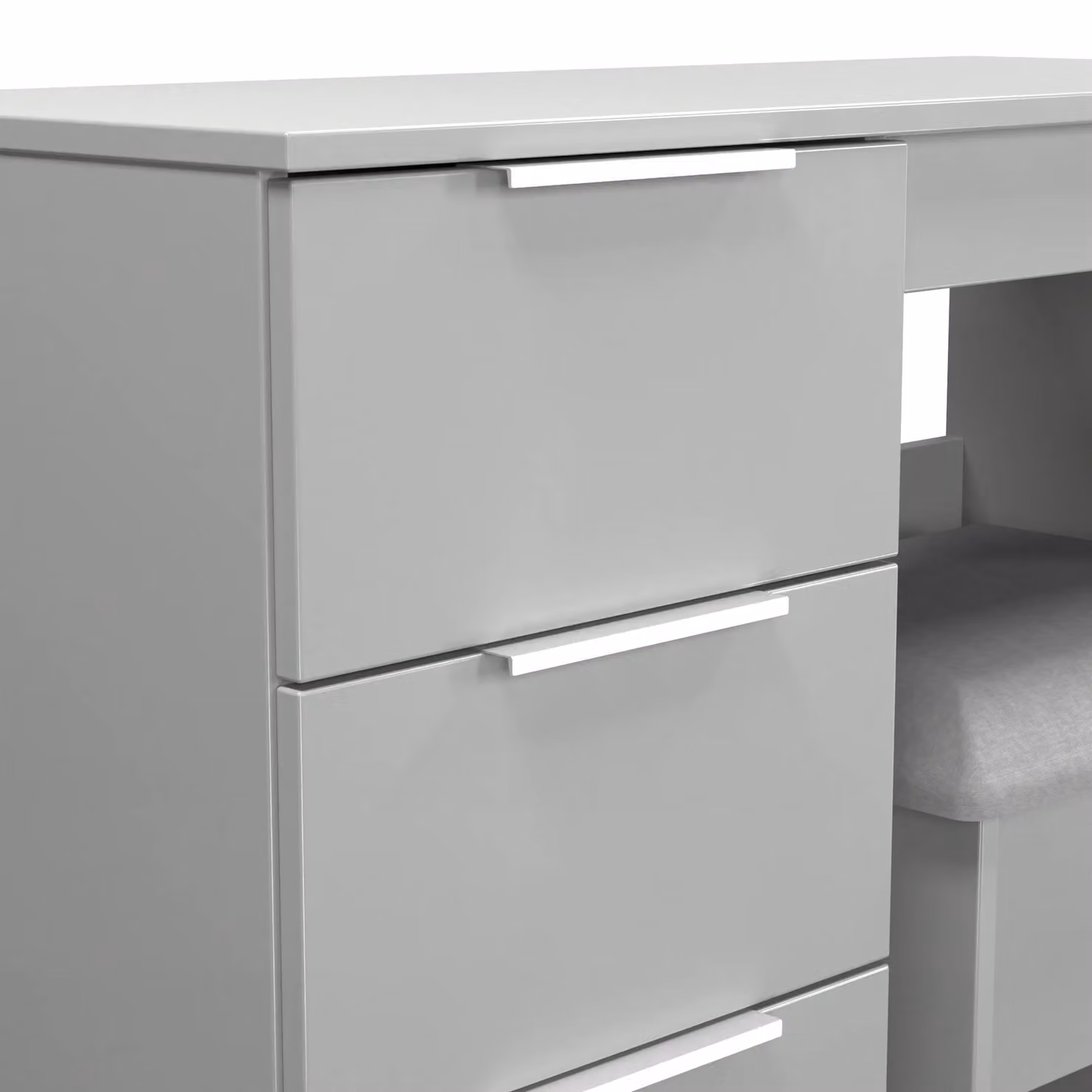 Ready Assembled 2 U Dover 2 Piece Bedroom Set with Vanity and Stool in Dark Grey – 3