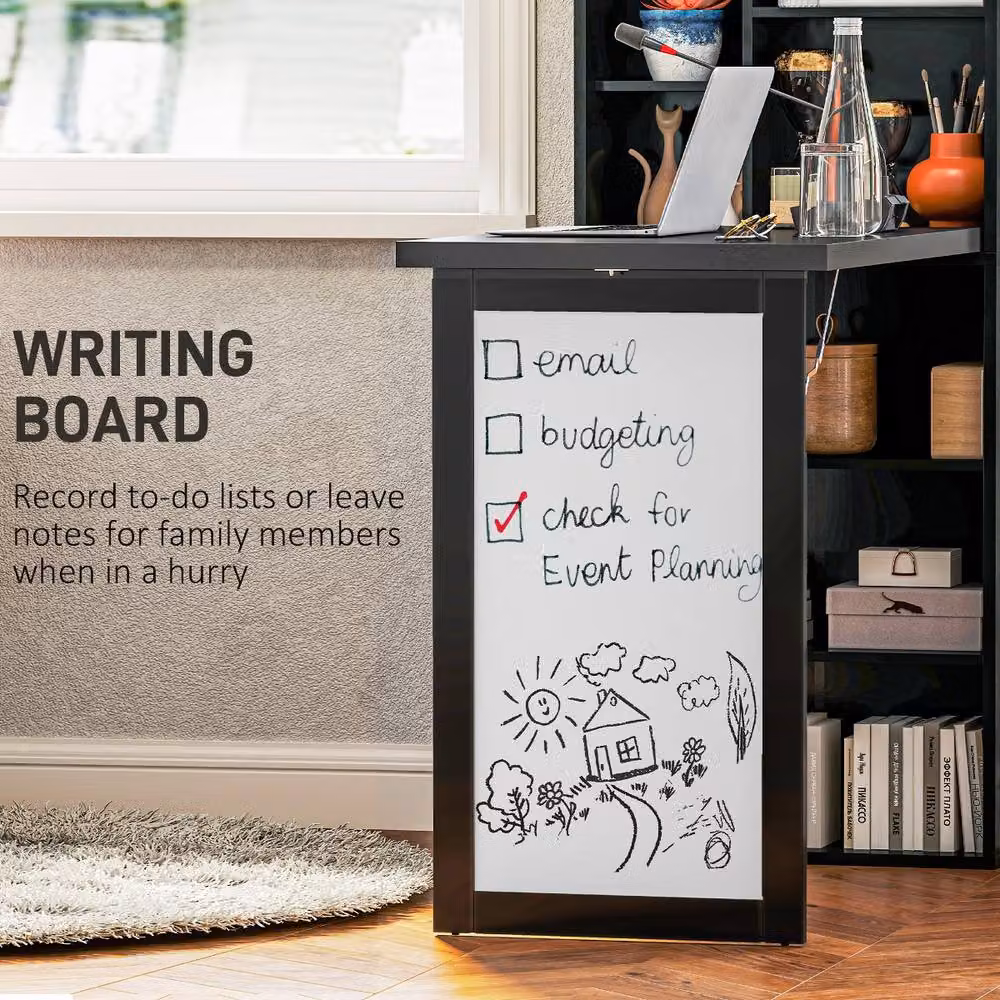 Rolipo Modern Three-Part Computer Desk with Storage and Writing Board in Black – 8