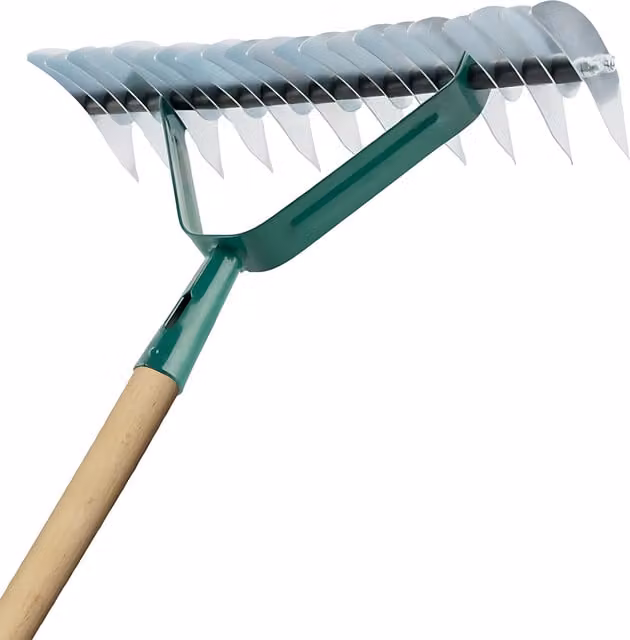 SolaDirect Manual Lawn Aerator Scarifier Head and Dethatching Rake for Moss Removal in Green and Wood
