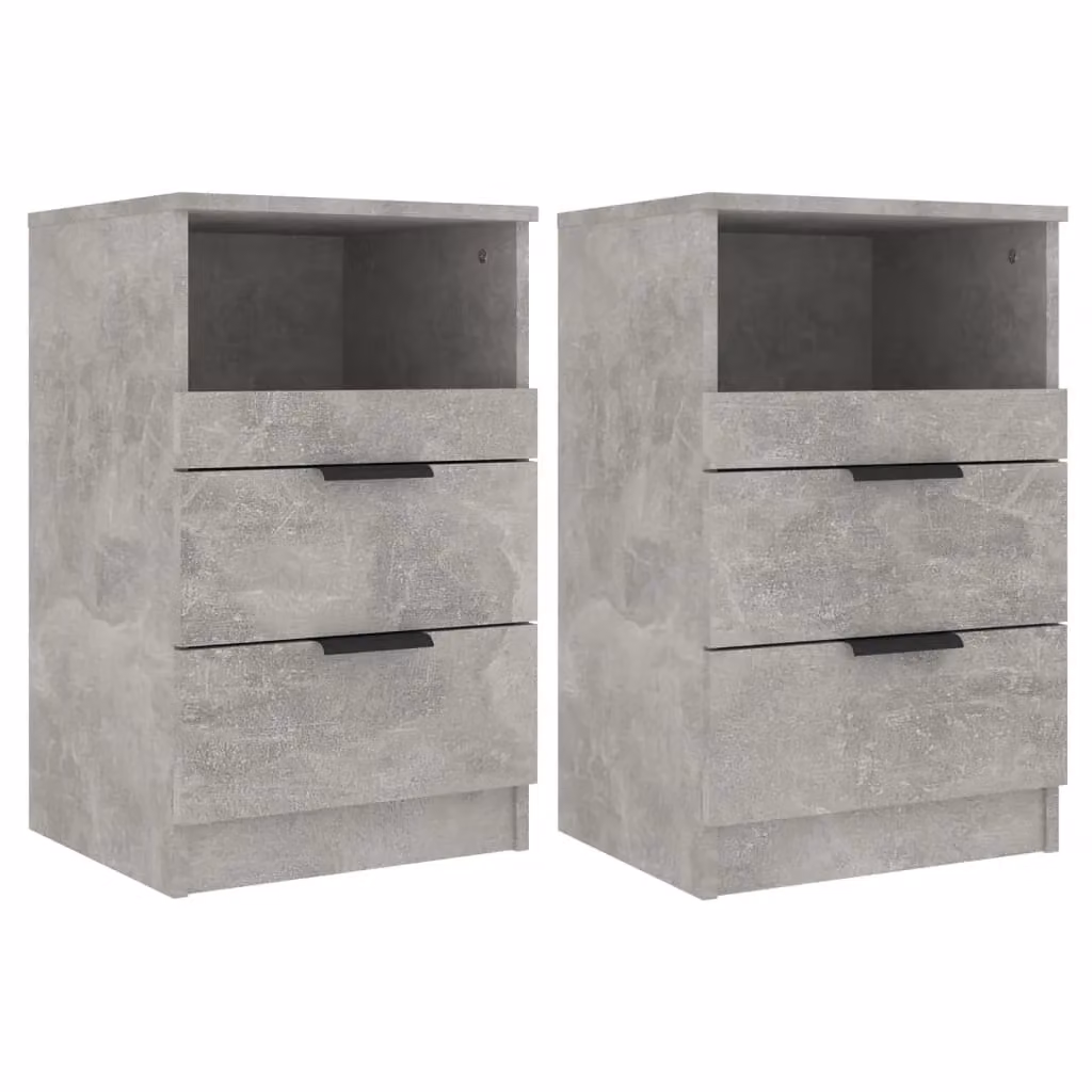 Berkfield Home Set of 2 Wall-Mounted Bedside Cabinets in Concrete Grey Engineered Wood – 2