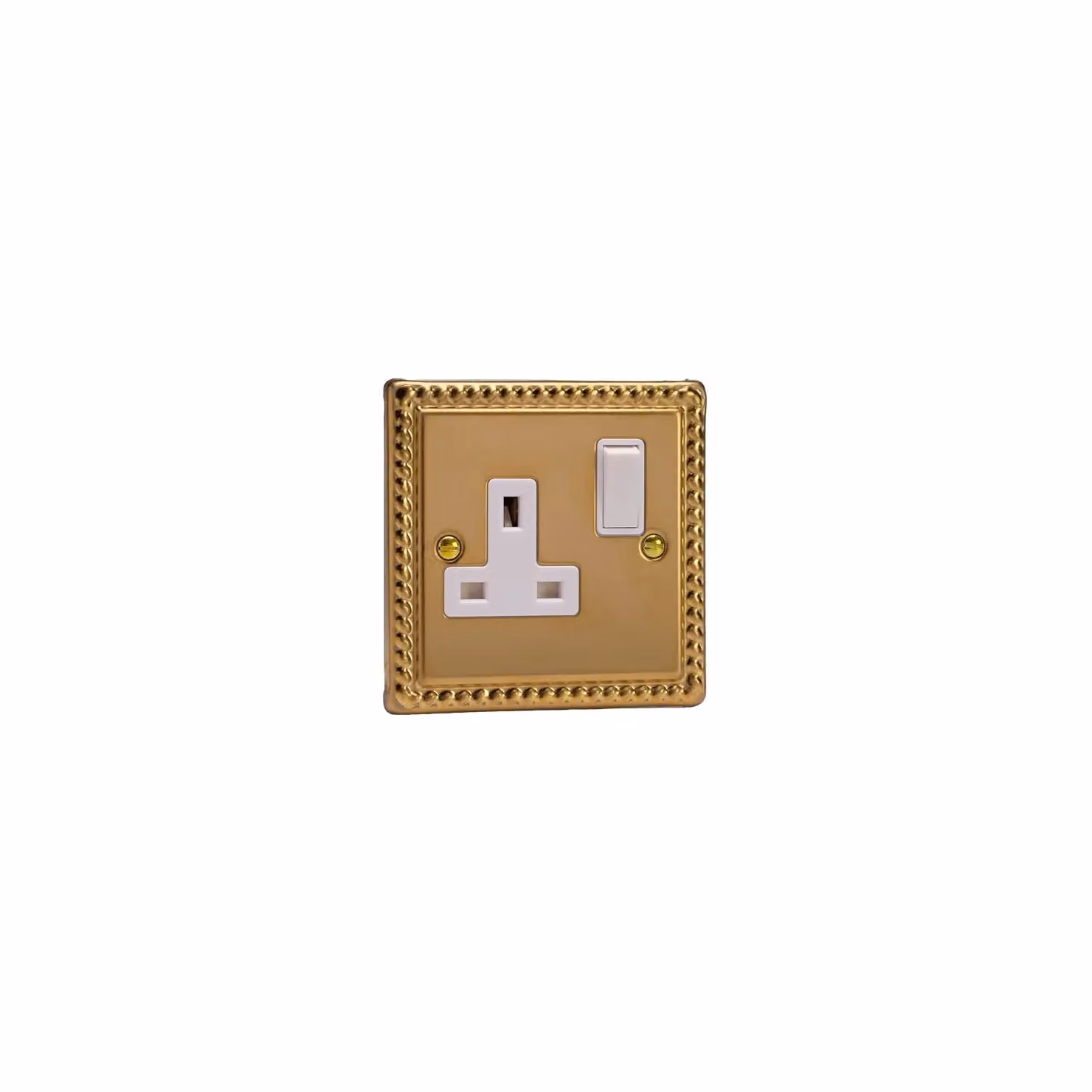 Varilight XG4W 1-Gang Georgian Brass Switched Socket, White and Yellow – 2