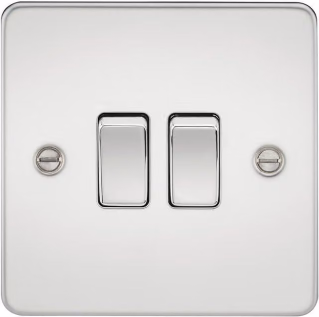 Knightsbridge FP3000PC Polished Chrome 2-Way Flush Plate Switch