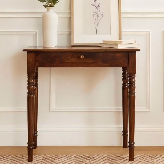 Aosom UK California Walnut Solid Wood Bedside Cabinet with Drawer, Brown, W/D/H: 80 x 45 x 78 cm