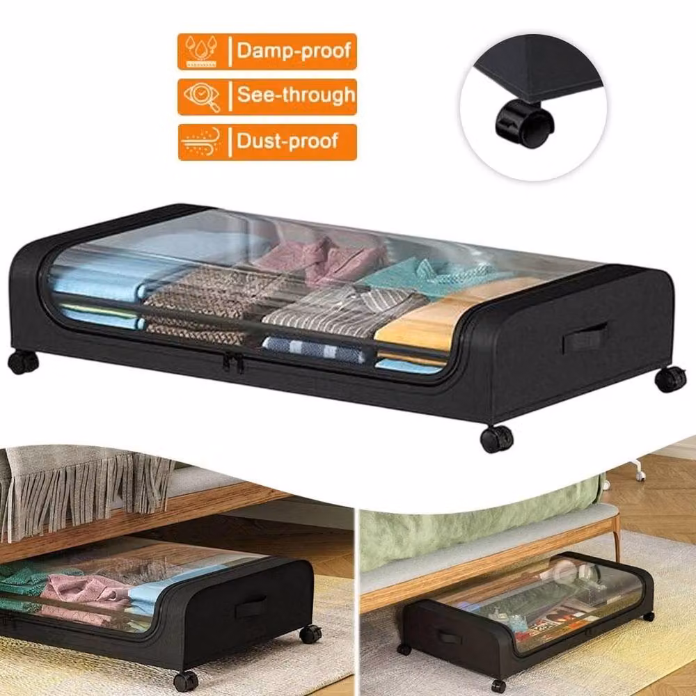 NESTLUNE Large Underbed Storage Organizer with Wheels, Black – 3