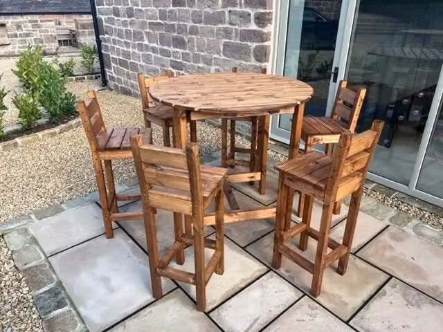 Charles Taylor Deluxe Alfresco Six Seater Bar Set in Brown Oiled Wood