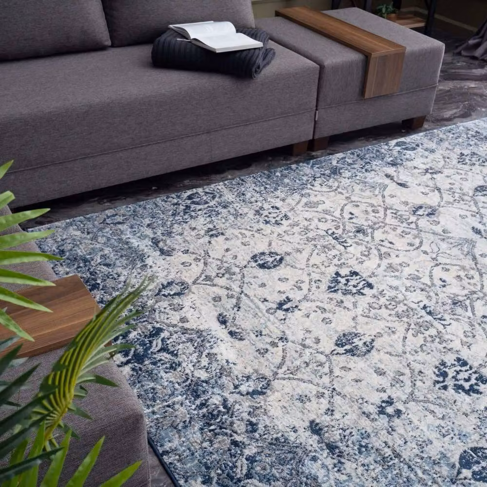 THE RUGS Montana Vintage Navy and Cream Living Room Area Rug, W: 240 cm, D: 340 cm – 5