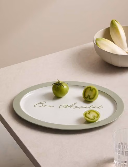 M&S x Kelly Hoppen Bon Appétit Stoneware Serving Platter, Green Mix