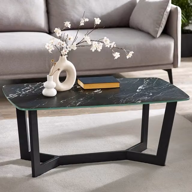 Julian Bowen Olympus Rectangular Glass Top Coffee Table in Black, W/D/H: 110 x 60 x 40 cm – 1