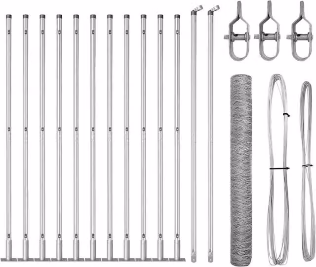 Berkfield Home Hexagon Fence in Silver Galvanised Steel, H: 80 cm x W: 25 m
