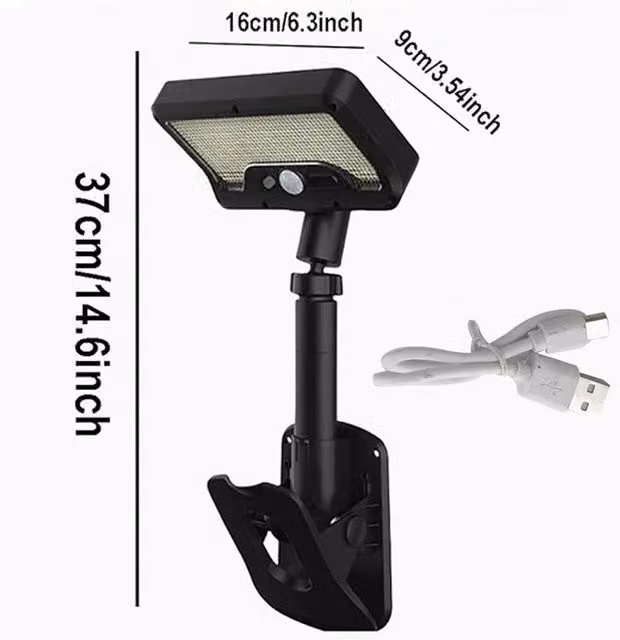 FLAVORA Black Clip-on Solar LED Outdoor Lights with 92 LEDs and Motion Sensor