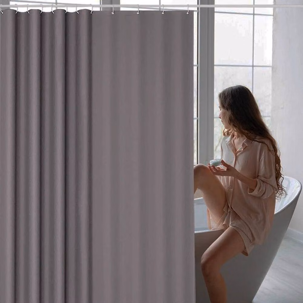 NESTLUNE Grey Waterproof Antibacterial and Mould-Resistant Polyester Shower Curtain – 3