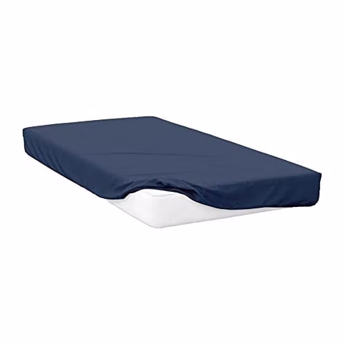 Belledorm 200 Thread Count Egyptian Cotton Percale Fitted Sheet, Blue, Single, W/D/H: 90 x 200 x 30.48 cm