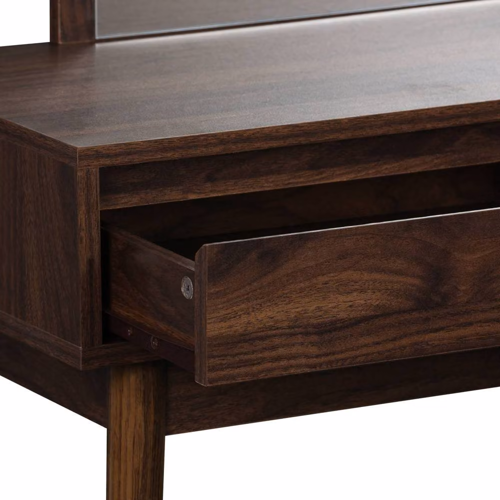 sweeek Scandinavian Dressing Table with Rounded Mirror and 2 Drawers in Brown – 3