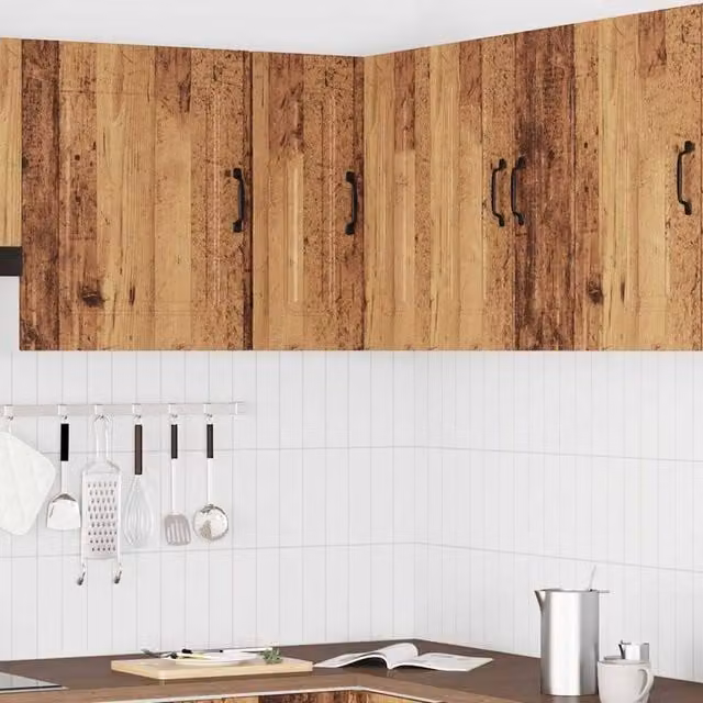 Berkfield Home Kalmar Wall Mounted Kitchen Corner Cabinet in Old Wood Brown