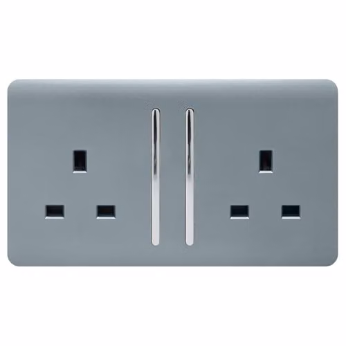 Trendi Switch 2 Gang 13 Amp Flush Switched Socket in Grey – 2