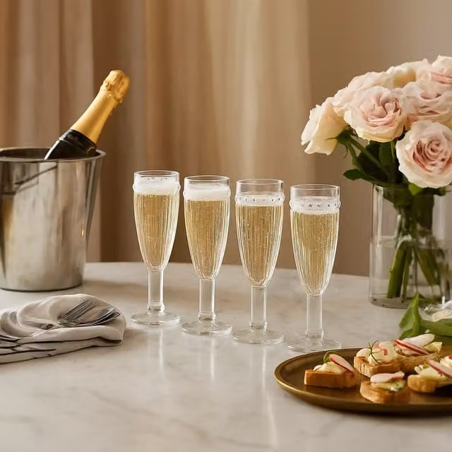 Orsina Set of 4 Transparent Crystal Champagne Flutes, 160 ml – 1