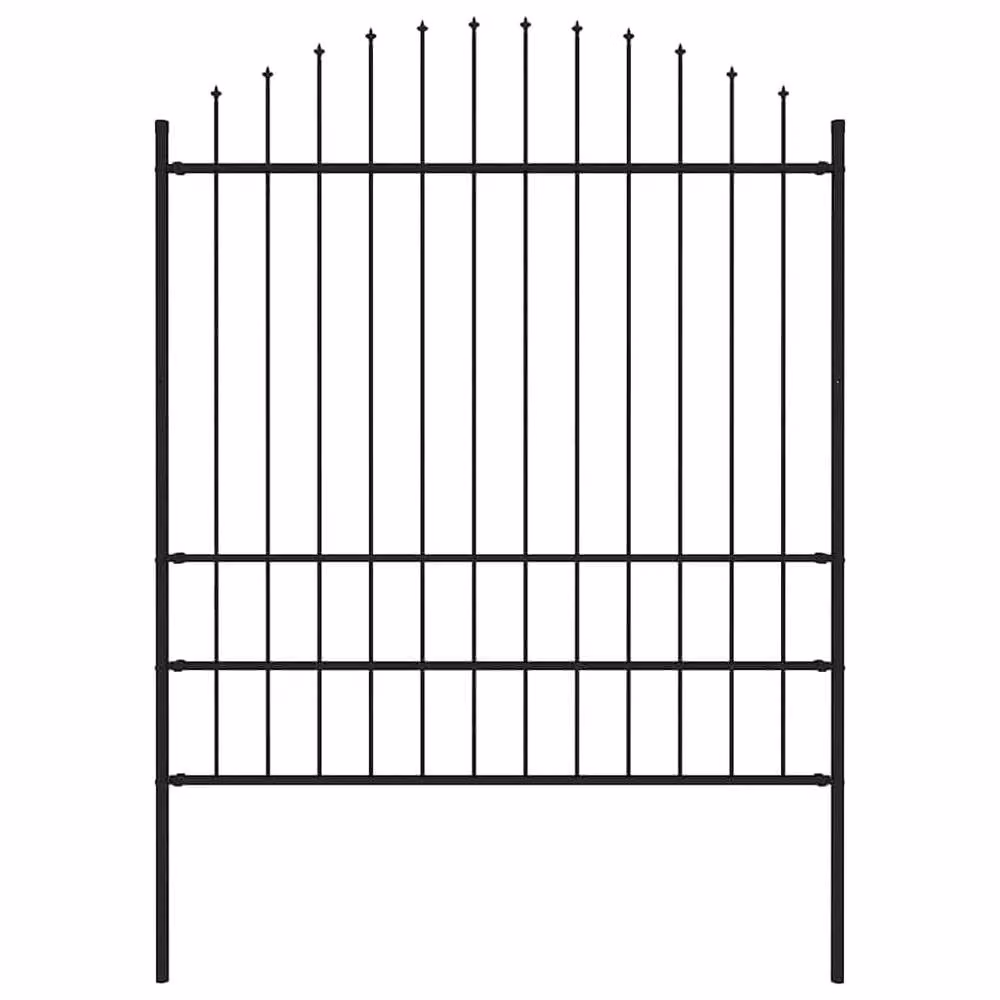 Berkfield Home Durable Steel Garden Fence with Spear Top, Black, H 180 cm x W 250 cm