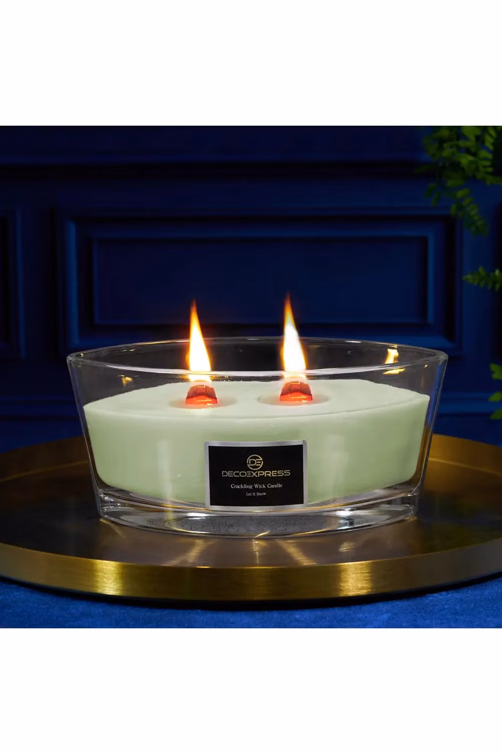 Deco Express Let It Snow WoodWick Scented Crackle Candle in Green – 11
