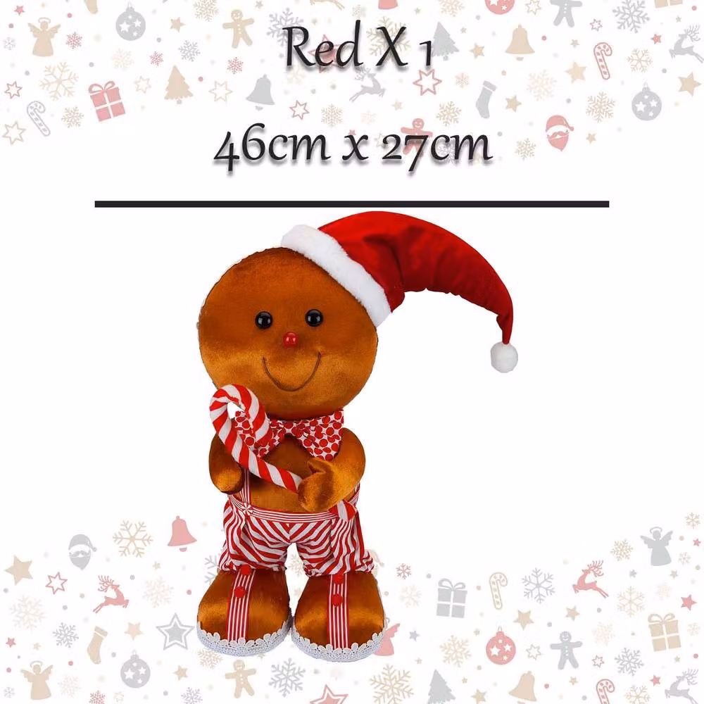 VFM e-Store Christmas Gingerbread Man Decoration in Red and Brown, W/H: 46 x 27 cm – 2