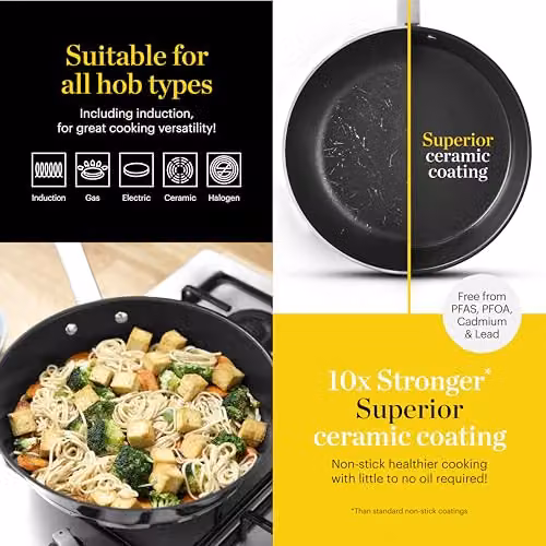 Tower Silver Ceramic Non-Stick Frying Pan, 24 cm – 3
