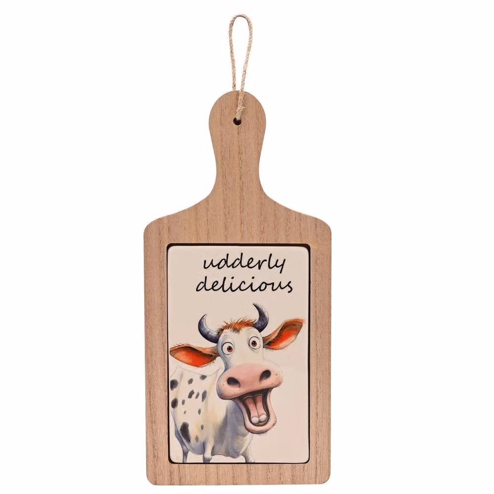 Funny Farm Udderly Delicious Multicolour Serving Board in Wood and Ceramic – 2