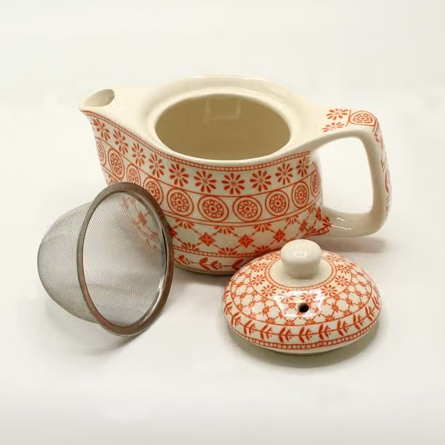 KDMK Ceramic Herbal Teapot with Infuser, Orange