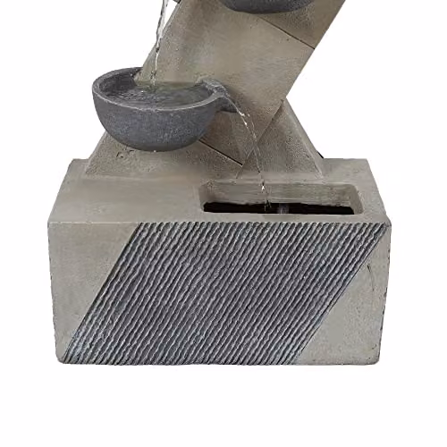 GardenKraft Four Bowls Cascading Water Feature, White Plastic and Stone, W/D/H: 99.5 x 42.5 x 23.5 cm – 5