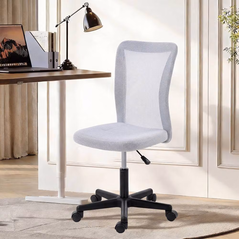 STILVORA Armless Office Task Chair in White with Adjustable Height and 360 Degree Swivel – 2
