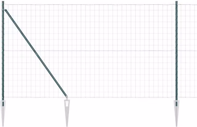 Berkfield Home Euro Fence with 7 Spike Posts, Galvanised Steel, Green, W: 10 m, H: 1.6 m