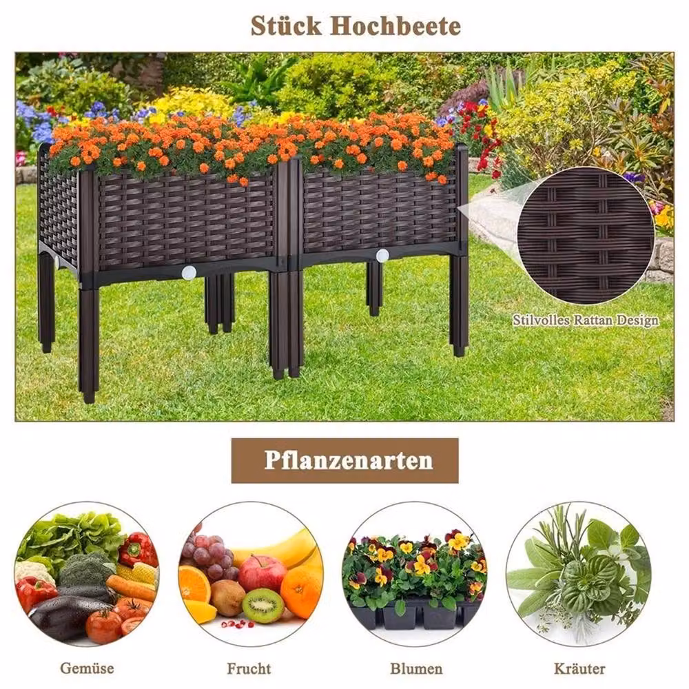 Nordara Brown Raised Garden Planter Box W/D/H: 40.5 x 40.5 x 37.0 cm – 4