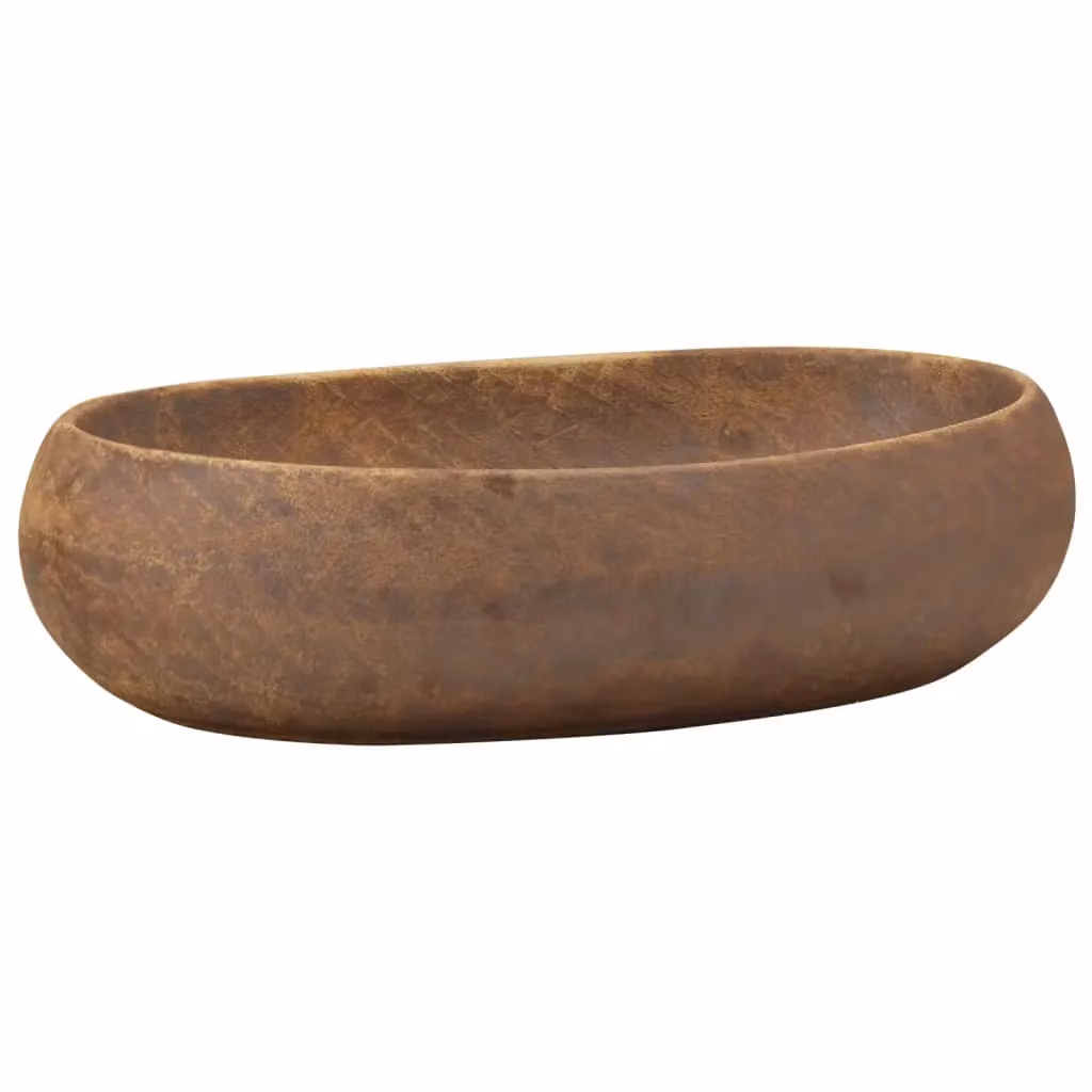 Berkfield Home Brown Oval Ceramic Countertop Basin W: 59 cm, D: 40 cm, H: 15 cm – 2