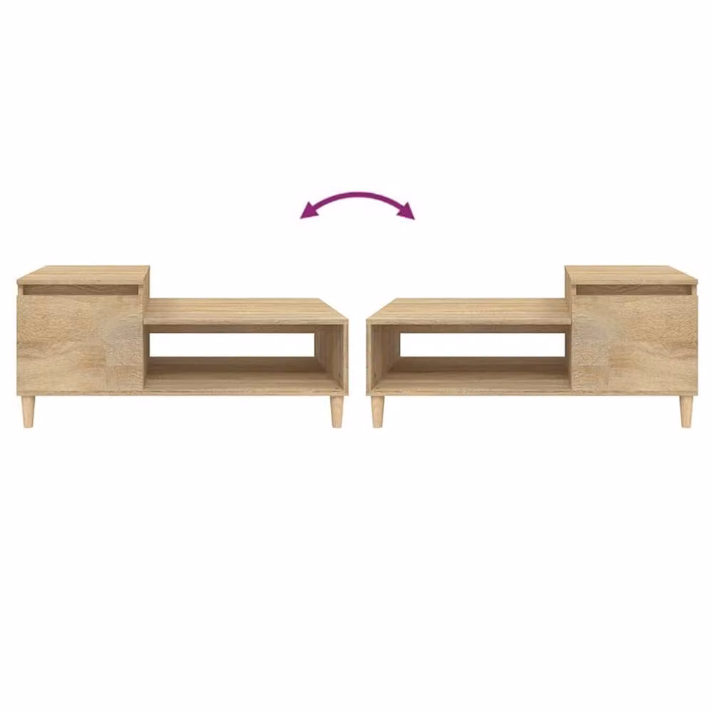 Berkfield Home Sonoma Oak Coffee Table in Light Brown, W/D/H: 100 x 50 x 45 cm – 3