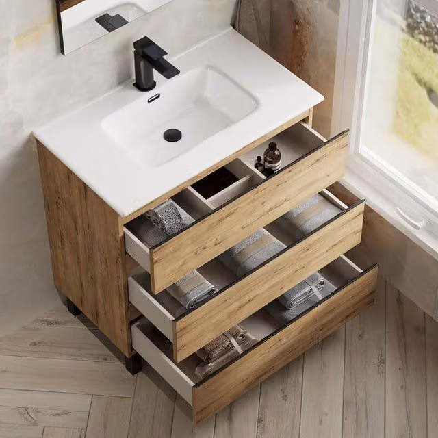 Banyetti Vatilla 800mm Floorstanding Vanity Unit with Athena Basin in Ostippo Light Oak – 1