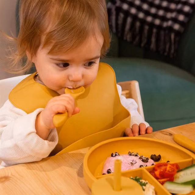 Tiny Dining Matte Silicone Baby Weaning Spoon in Yellow