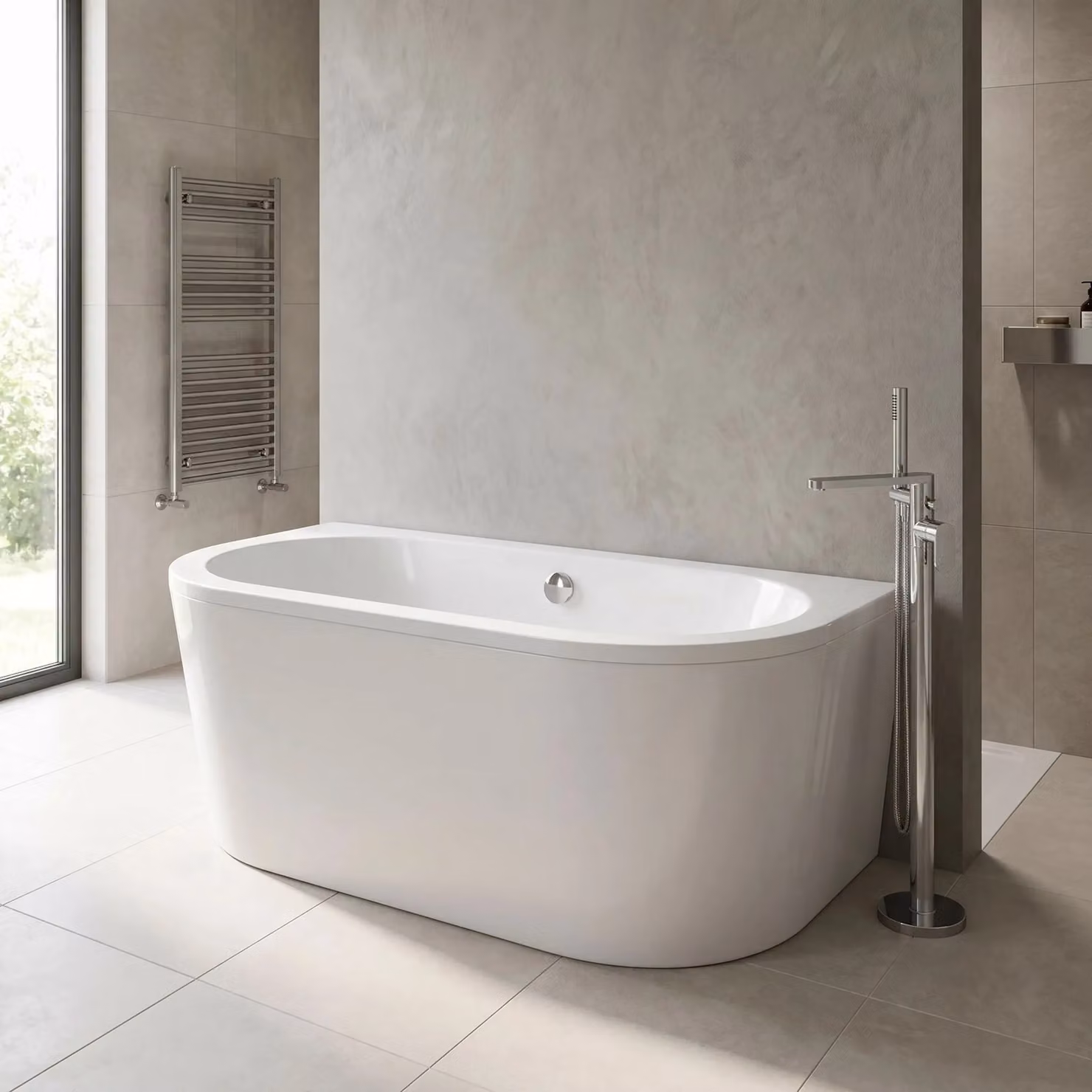 Balterley Reversible D-Shaped Double Ended Curved Back To Wall Bath Apron Panel in White – 2