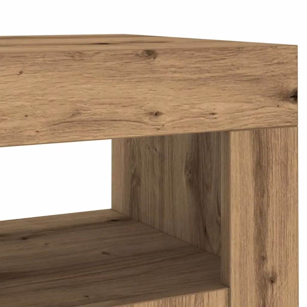 Berkfield Home Modern Artisan Oak Sideboard with Integrated LED Lights in Brown, W/D/H: 80 x 35 x 75 cm – 4