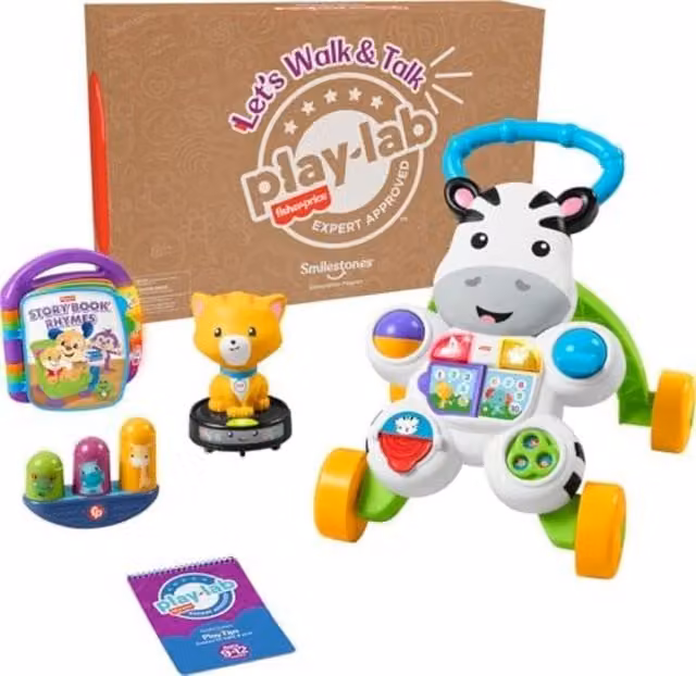 Fisher-Price Lets Walk and Talk Push Along Baby and Toddler Walker in Multicolour
