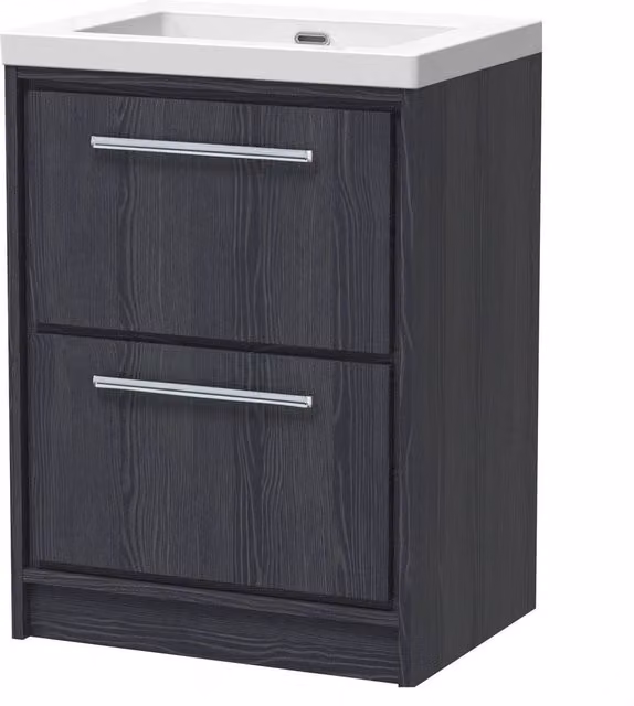 Balterley Longnor 2 Drawer Vanity Basin Unit in Matt Graphite Grey, Width: 60 cm