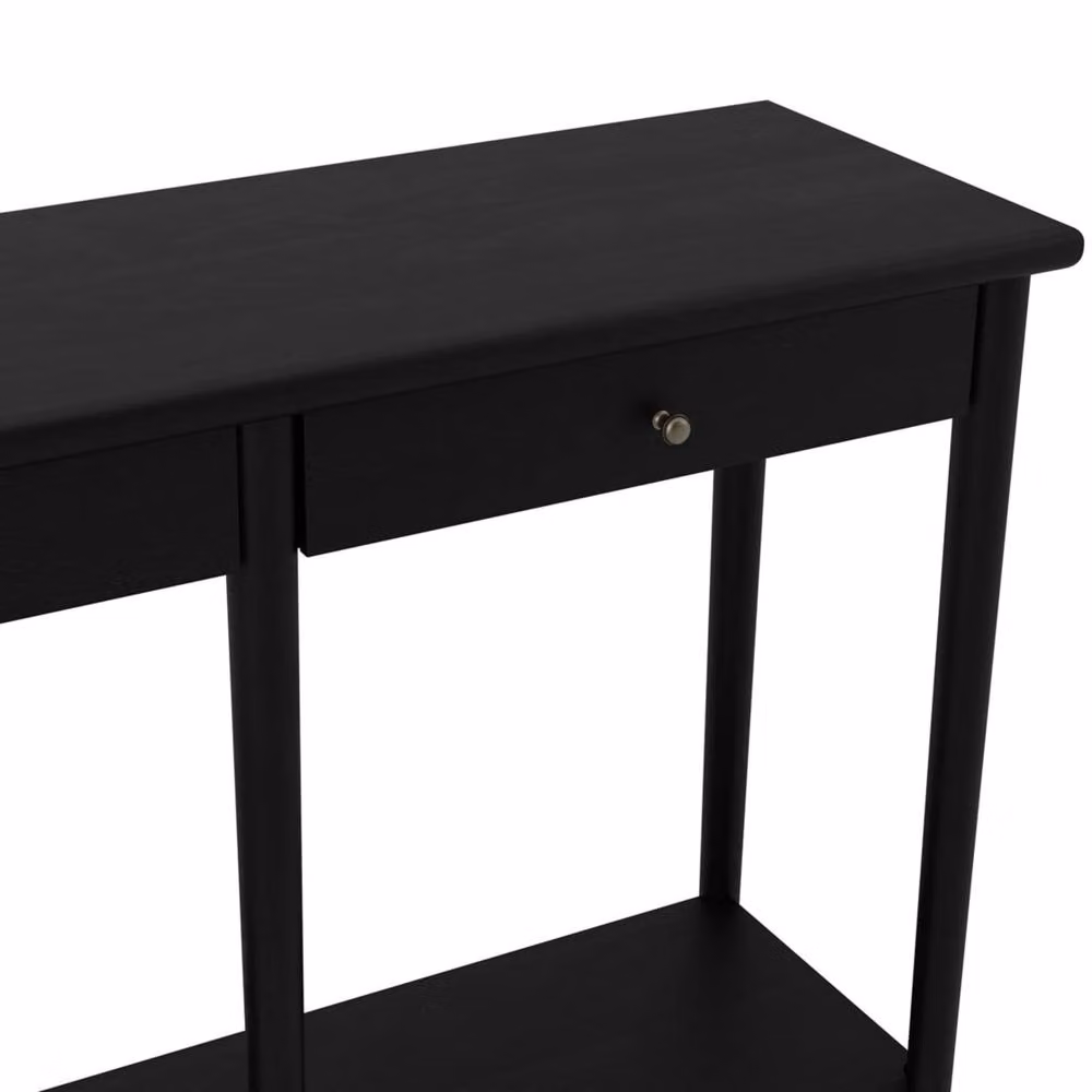 Wyld Haus Newbridge Black Ash Veneer Console Table with 2 Drawers and Bottom Shelf, W/D/H: 82.5 x 34.5 x 34.5 cm – 3