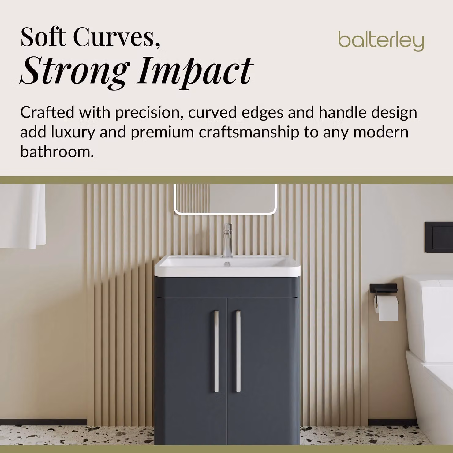 Balterley Contemporary 2 Door Floor Standing Bathroom Vanity Unit in Grey – 4