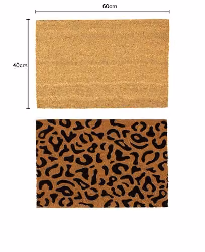 Nicola Spring Leopard Coir Door Mat Set, Multicolour, W: 60 cm, D: 40 cm, Pack of 2 – 2