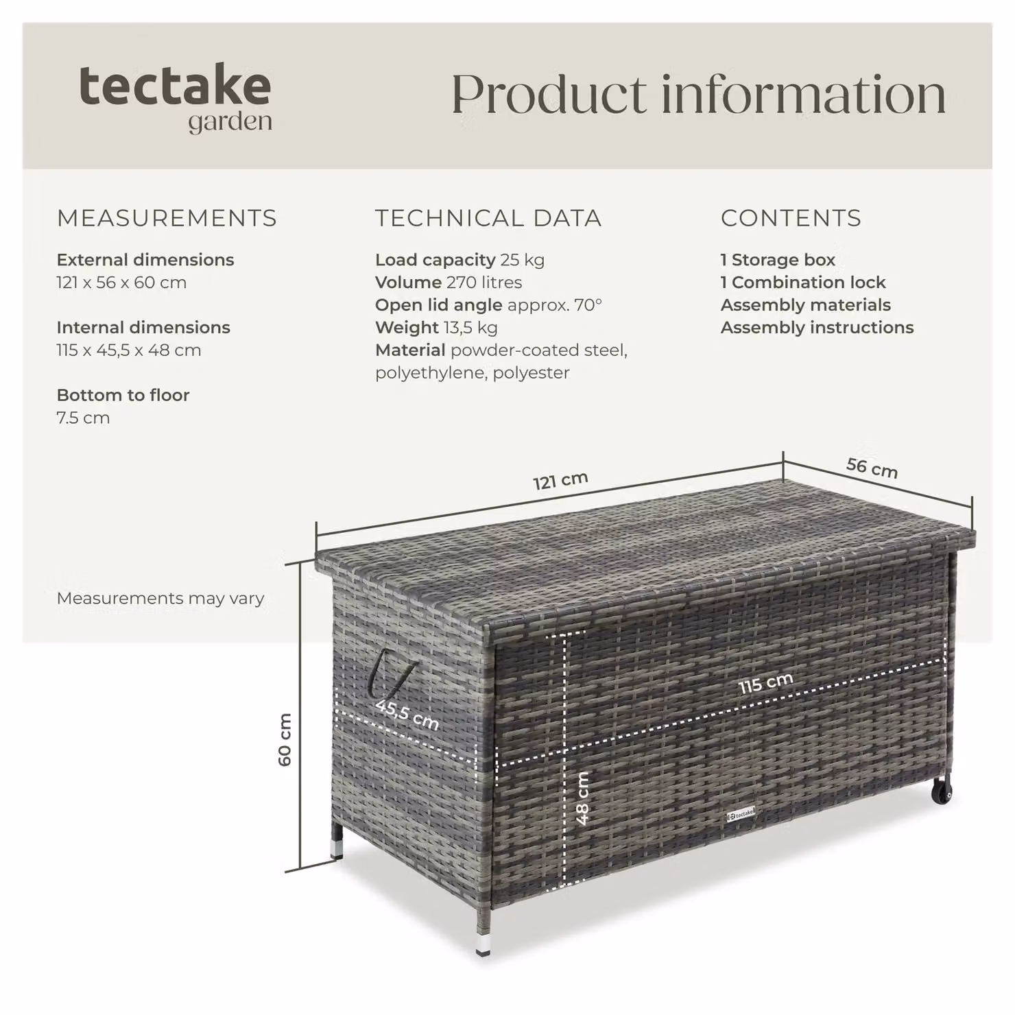 tectake Kiruna Storage Box in Grey – 6