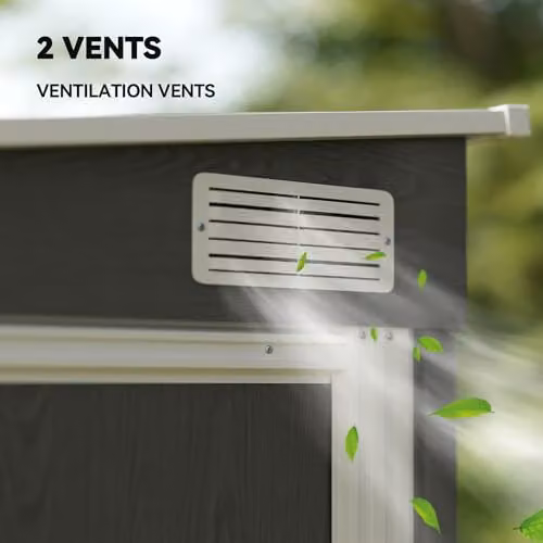 Outsunny Light Grey Metal Lean-to Garden Shed with Foundation Kit and Side Vents, W/D/H: 212.5 x 154 x 181 cm – 5