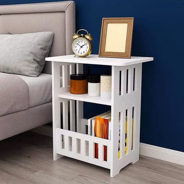 FORGEVIO Small White Bedside Table and Nightstand Cabinet