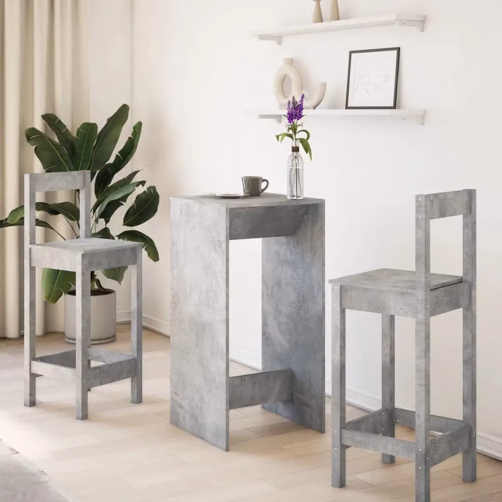 Berkfield Home Bar Table in Concrete Grey, W/D/H: 51 x 50 x 103.5 cm – 3
